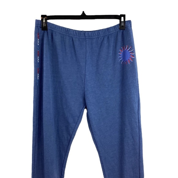 Wildfox Del Sol Knox Pants True Blue Sun Print Sweatpants L - Picture 2 of 7